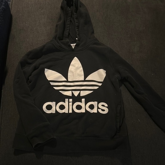 Black ADIDAS trefoil hoodie sweatshirt small​ - Picture 1 of 7